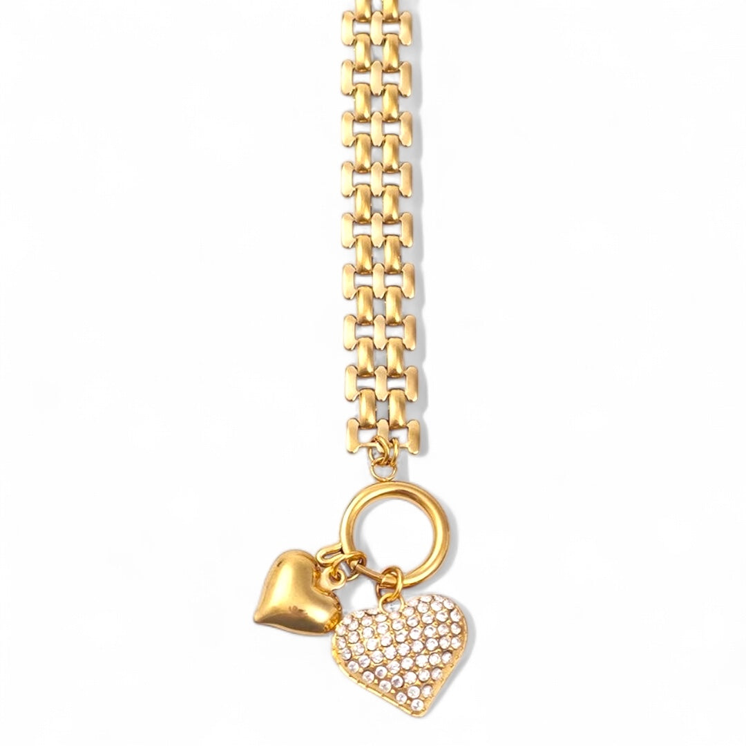 ⚡🚚 Βραχιόλι “Double Heart Sparkle” με Ζιργκόν