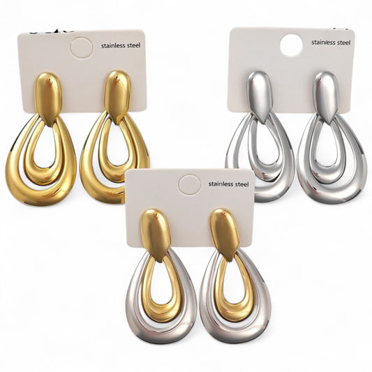 ⚡🚚 Σκουλαρίκια Drop Fusion – Statement Από Ατσάλι