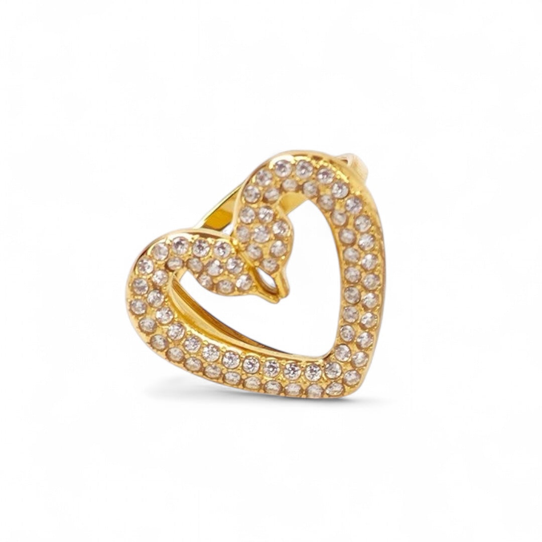 Δαχτυλίδι από ατσάλι με μοτίφ δύο κύκνων σε σχήμα καρδιάς – So Cute by Dimi