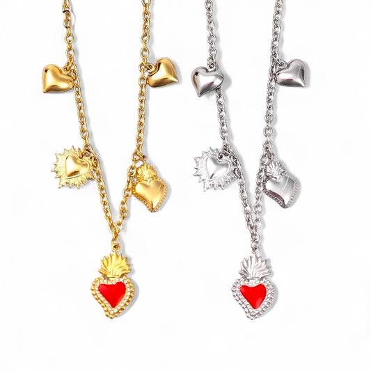 ⚡🚚 Κολιέ “Sacred Love” με Κρεμαστά Μοτίφ Καρδιάς