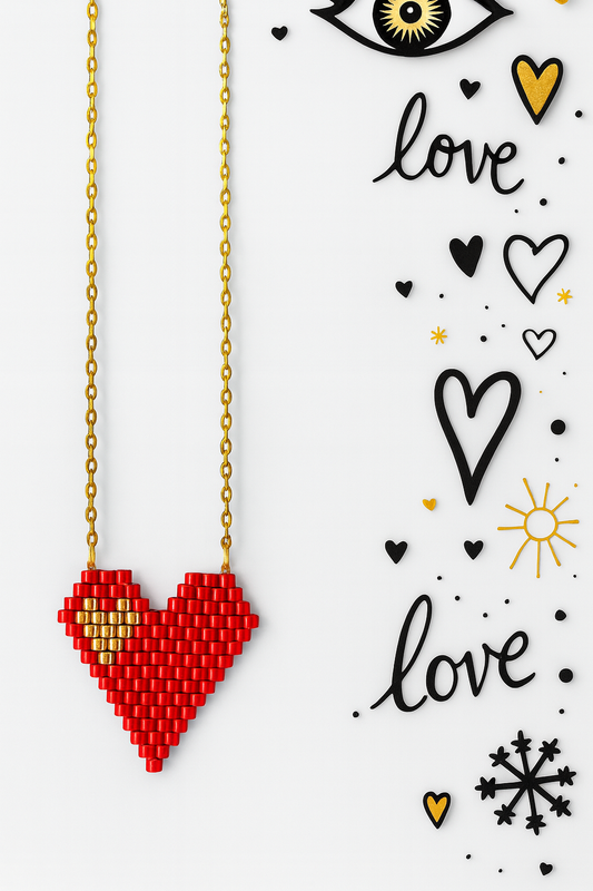 ⚡🚚 Heart Κολιέ Miyuki Καρδιά | Ατσάλι