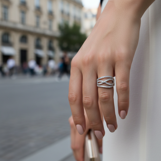 ⚡🚚 Δαχτυλίδι “Infinity Glam” με Ζιργκόν