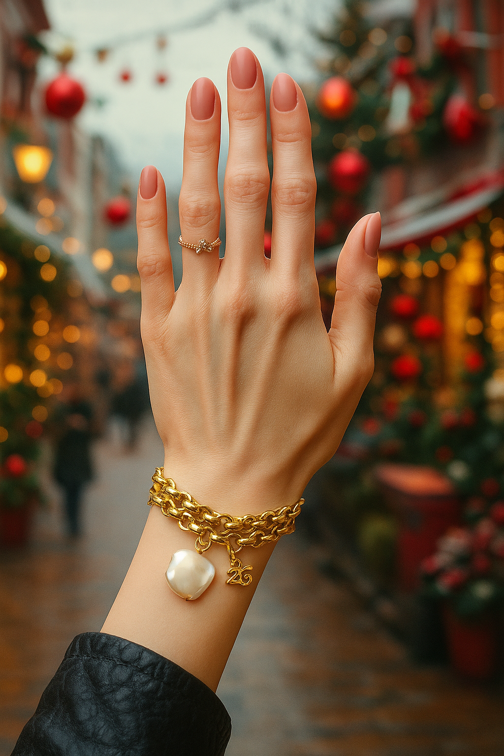 Βραχιόλι γούρι χονδρικής με ατσάλινη αλυσίδα, πέρλα και charm 26 – So Cute by Dimi