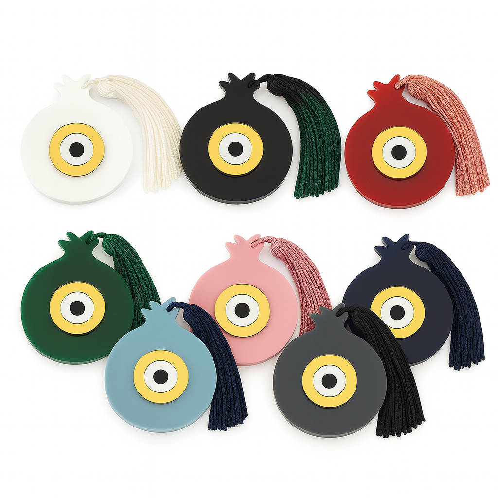 Χονδρικό γούρι plexiglass ρόδι με μάτι και φούντα σε πολλά χρώματα – So Cute by Dimi