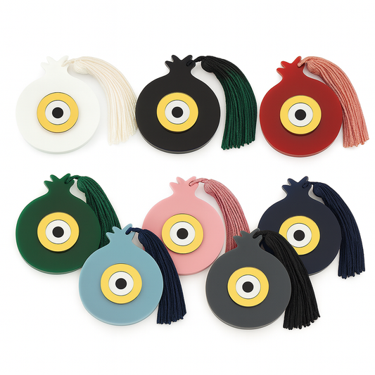 Χονδρικό γούρι plexiglass ρόδι με μάτι και φούντα σε πολλά χρώματα – So Cute by Dimi