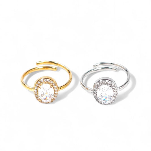 ⚡🚚 Δαχτυλίδι “Oval Spark” με Ζιργκόν