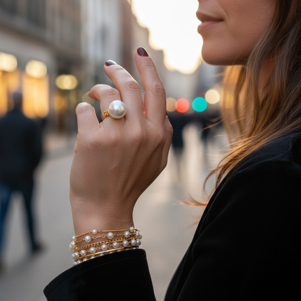 Pearl Dome Ring – Ατσάλινο Δαχτυλίδι με Μεγάλη Πέρλα | So Cute by Dimi Χονδρική