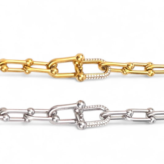 ⚡🚚 Βραχιόλι “Link Luxe” με Αλυσίδα & Ζιργκόν