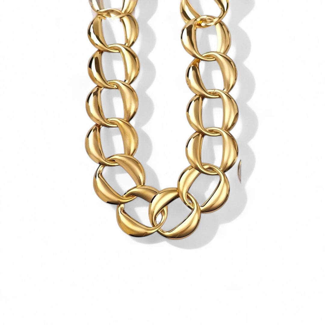 Ατσάλινο chunky κολιέ με κυρτούς κρίκους σε χρυσό και ασημί – So Cute by Dimi