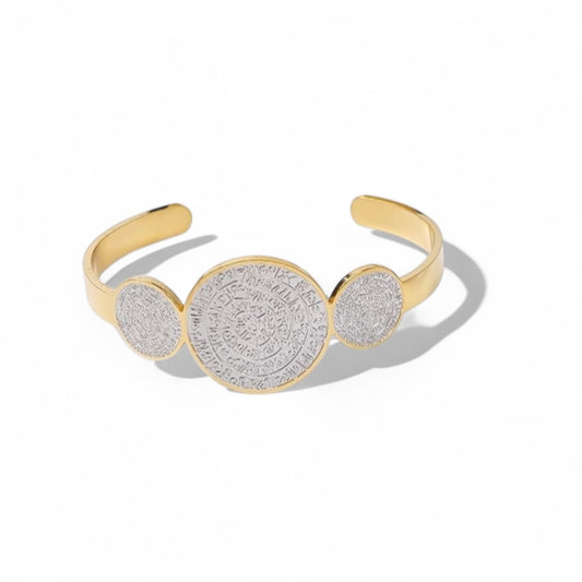 ⚡🚚 Βραχιόλι Phaistos Elegance με Τρία Ανάγλυφα Νομίσματα