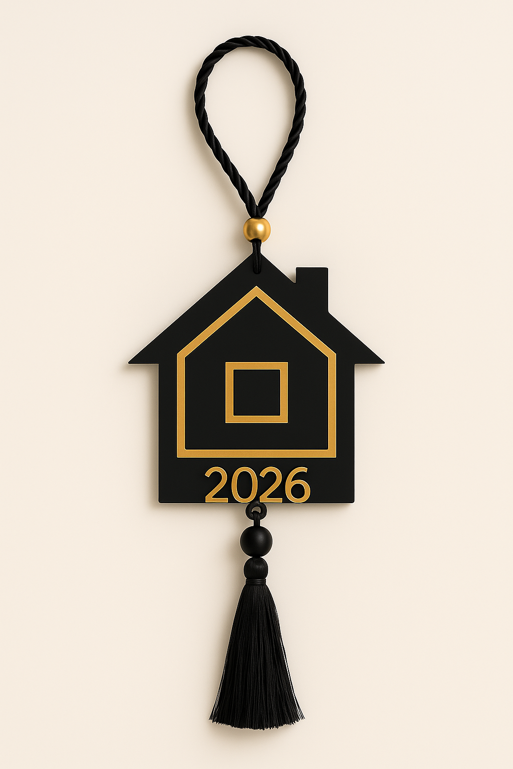 Plexiglass γούρι σπίτι 2026 μαύρο & χρυσό – So Cute by Dimi Wholesale