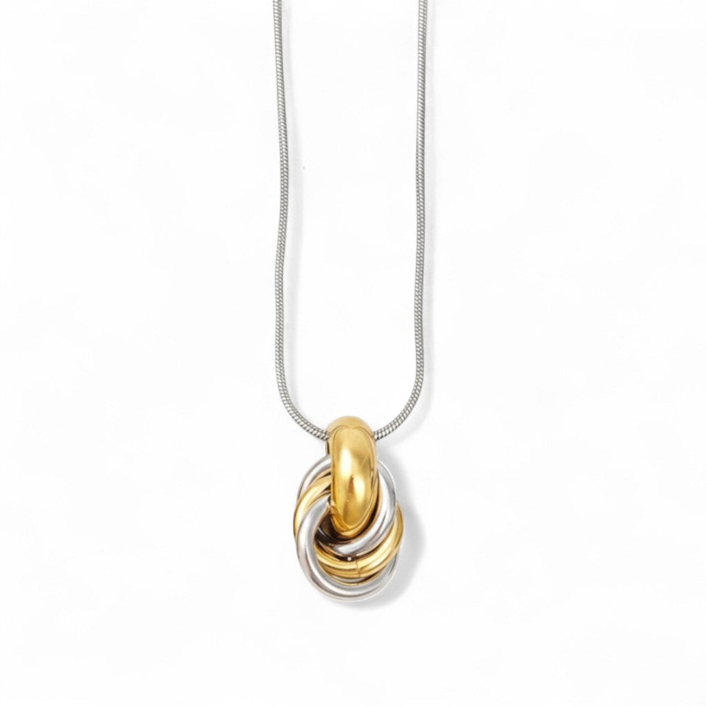 Κολιέ από ατσάλι με twisted κρίκους σε διχρωμία – So Cute by Dimi Wholesale