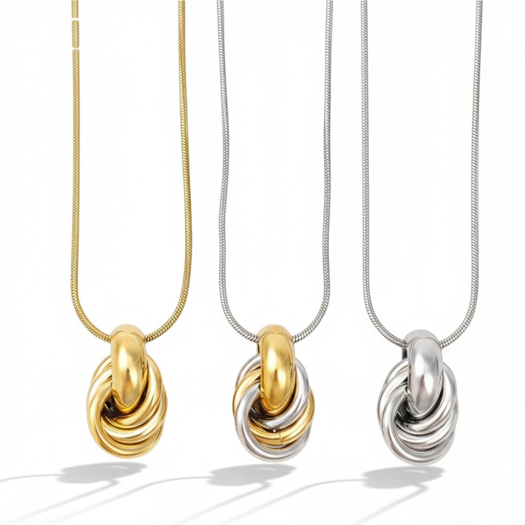Κολιέ από ατσάλι με twisted κρίκους σε τρεις αποχρώσεις – So Cute by Dimi Wholesale