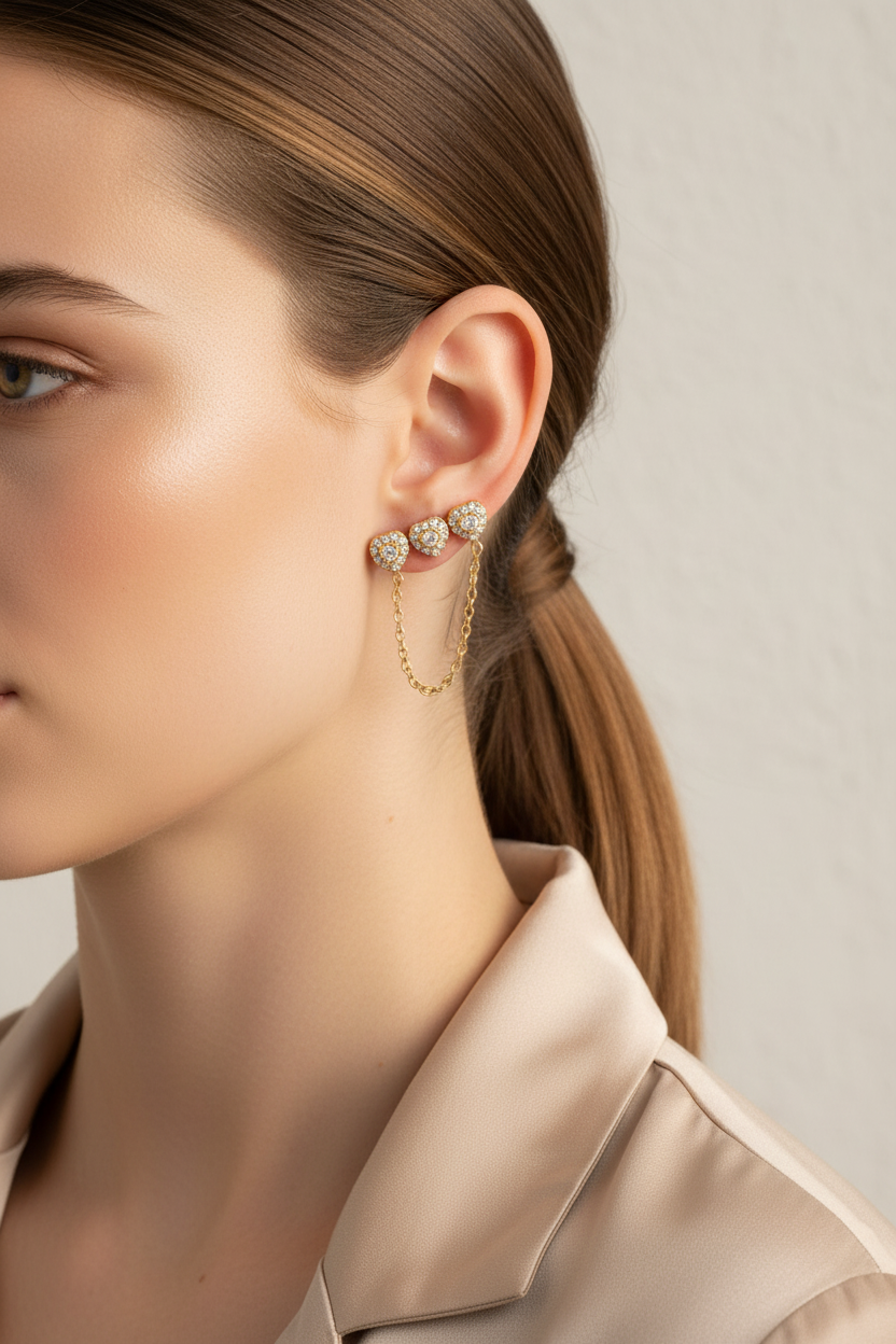 Heart chain stud earrings χονδρική από ανοξείδωτο ατσάλι So Cute by Dimi