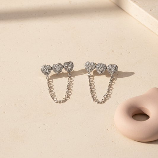 Heart chain stud earrings χονδρική από ανοξείδωτο ατσάλι So Cute by Dimi