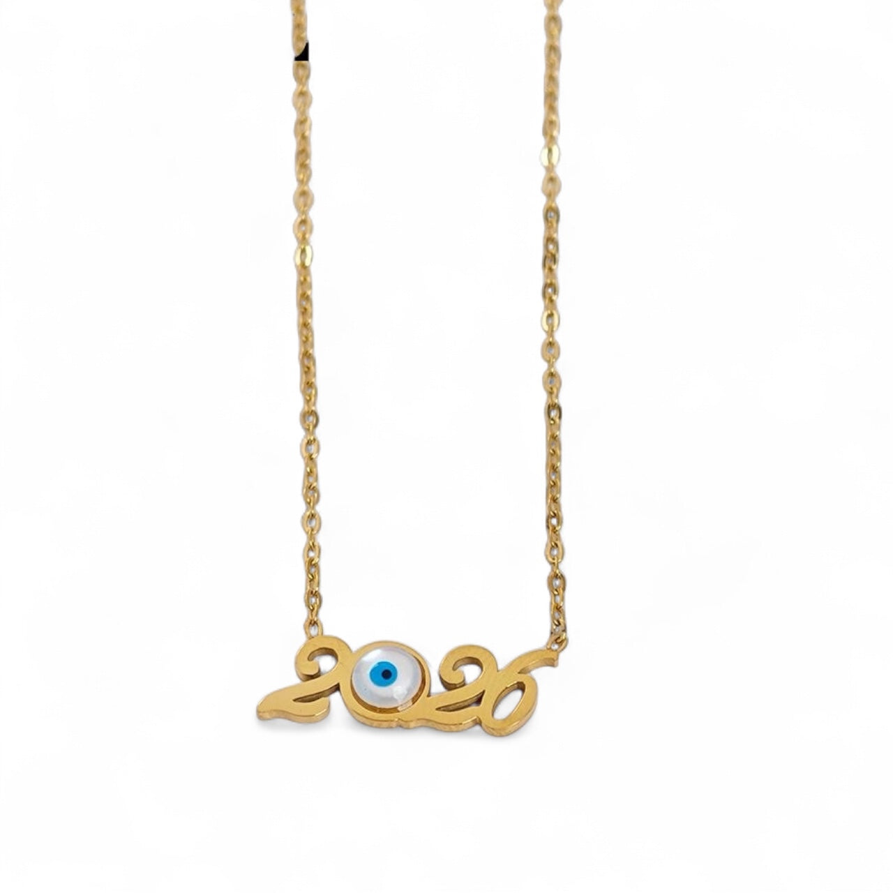 Κολιέ γούρι 2026 από ατσάλι με μάτι σε χρυσό & ασημί – χονδρική So Cute by Dimi