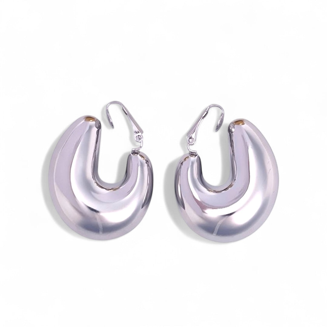 Clip-on σκουλαρίκια με κυρτό μεταλλικό σχήμα – So Cute by Dimi