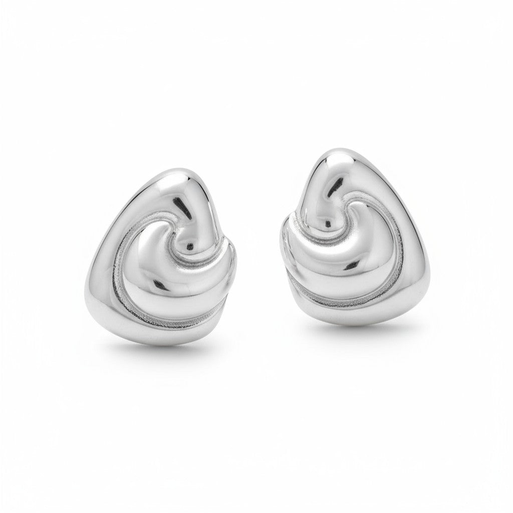 Χονδρικά σκουλαρίκια Abstract Swirl από ατσάλι σε χρυσό, ασημί και διχρωμία