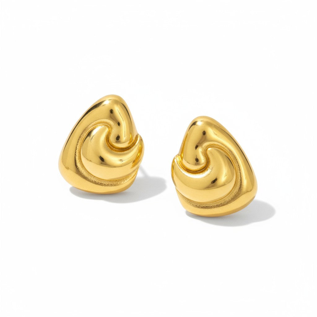 Χονδρικά σκουλαρίκια Abstract Swirl από ατσάλι σε χρυσό, ασημί και διχρωμία