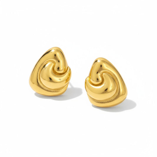 Χονδρικά σκουλαρίκια Abstract Swirl από ατσάλι σε χρυσό, ασημί και διχρωμία