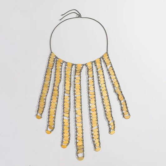 Mirage Chain Bib Necklace – Statement Κολιέ με Χρυσές Ημικυκλικές Πλάκες | So Cute by Dimi