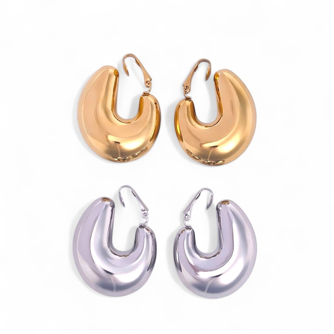 Clip-on σκουλαρίκια με κυρτό μεταλλικό σχήμα – So Cute by Dimi