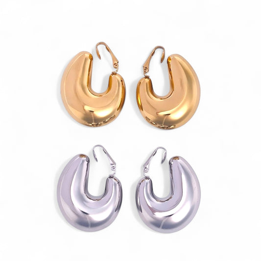 Clip-on σκουλαρίκια με κυρτό μεταλλικό σχήμα – So Cute by Dimi