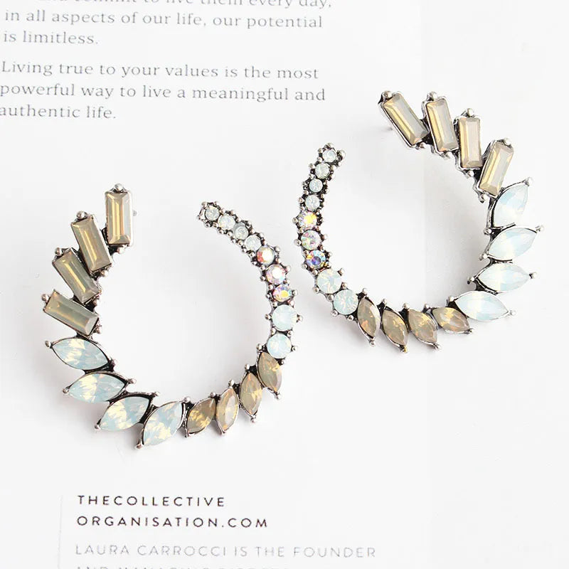 Round Rhinestones Hoop Earrings