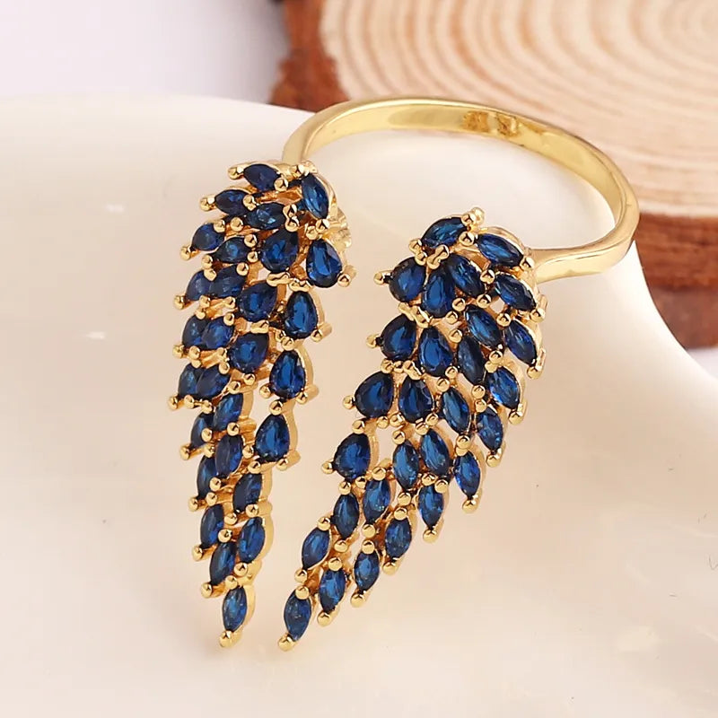 Angel Wings ring with zircon