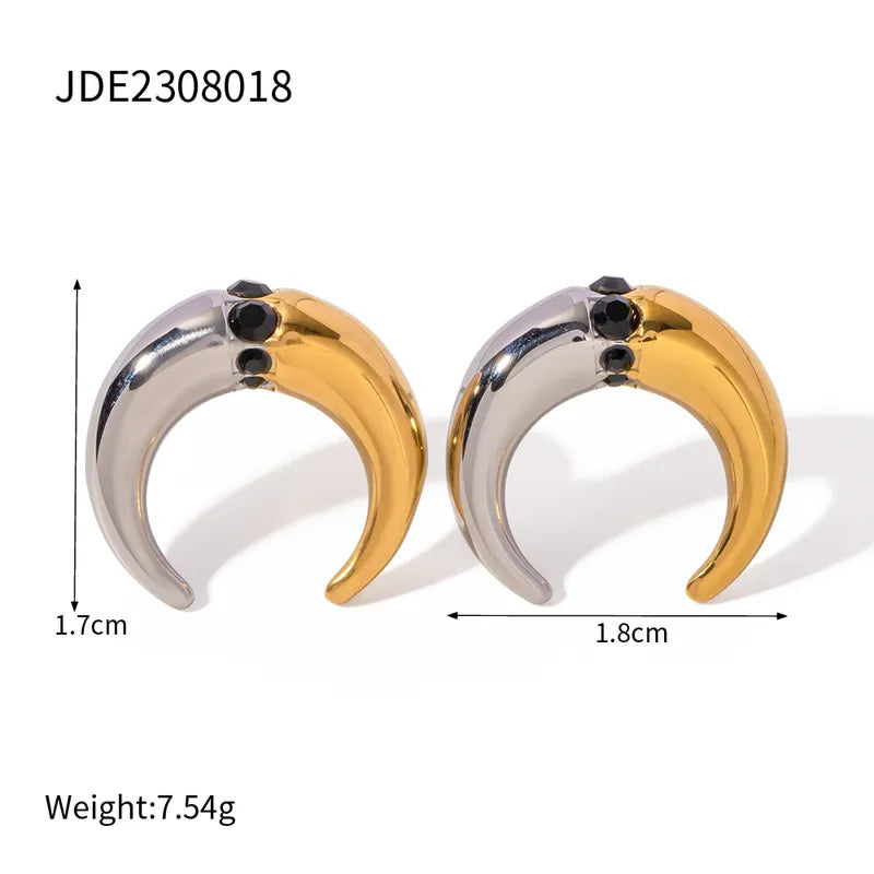 IG Style Horns Stainless Steel Plating 18K Gold Plated Earrings Necklace