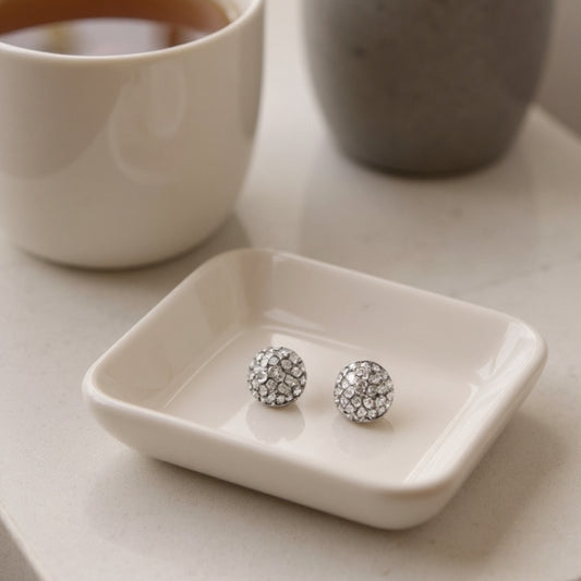 Ατσάλινα Σκουλαρίκια Στρογγυλά με Στρας