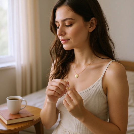 Ατσάλινο Κολιέ με Καρδιά Στρας