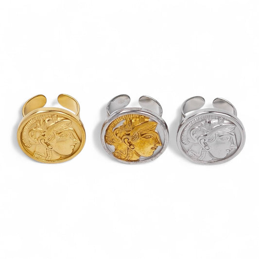 ⚡🚚 Δαχτυλίδι Athena Coin από Ατσάλι