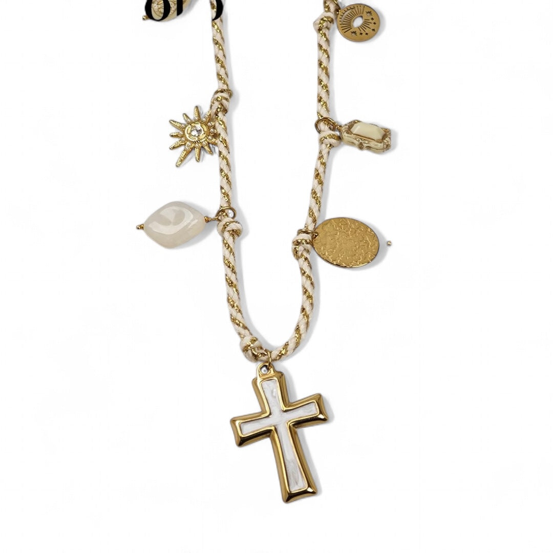 ⚡🚚 Κολιέ Charm Cross Deluxe με Σμάλτο