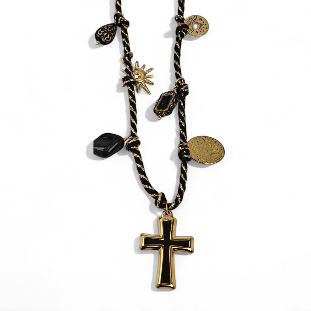 ⚡🚚 Κολιέ Charm Cross Deluxe με Σμάλτο
