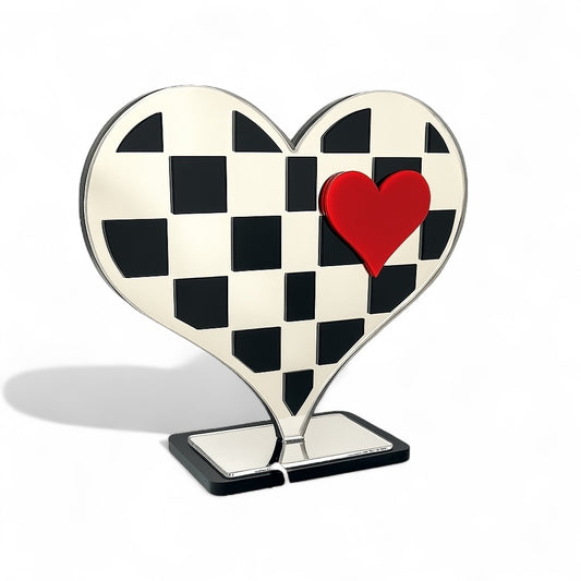 Γούρι καρδιά σκακιέρα κόκκινη plexiglass – Χονδρική So Cute by Dimi