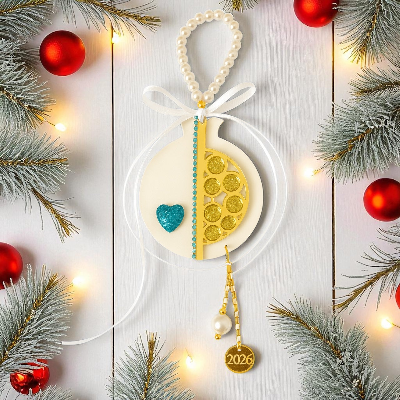 Χονδρική So Cute by Dimi, γούρι ρόδι από πλεξιγκλάς με στρας, καρδιά γκλίτερ και charm