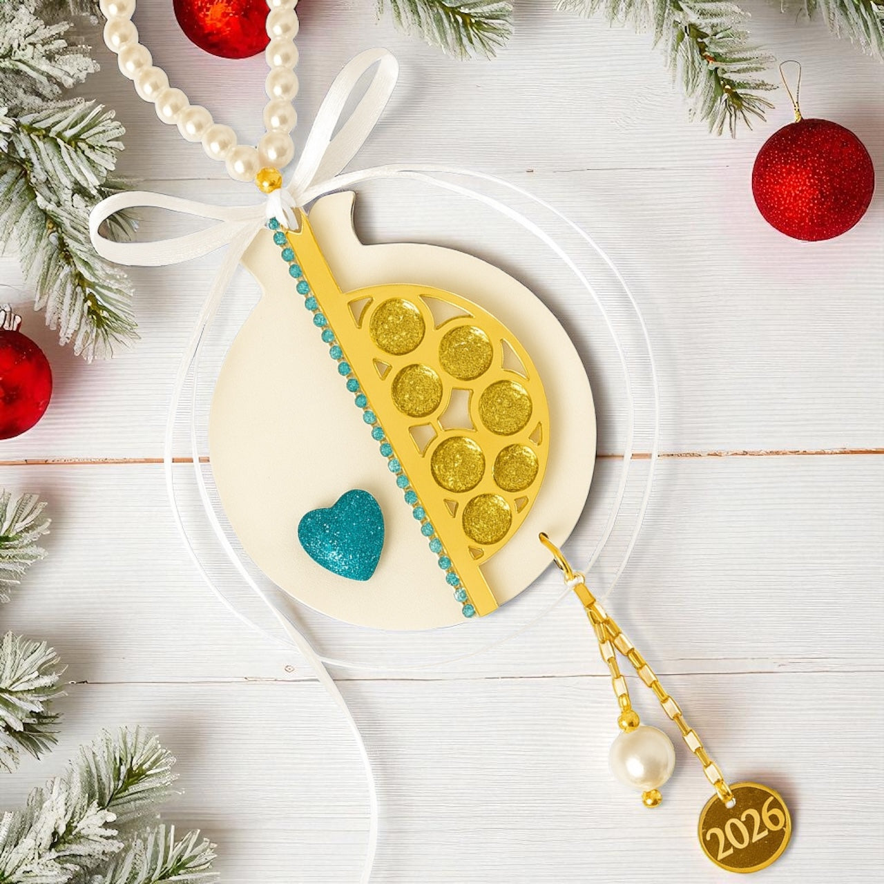 Χονδρική So Cute by Dimi, γούρι ρόδι από πλεξιγκλάς με στρας, καρδιά γκλίτερ και charm