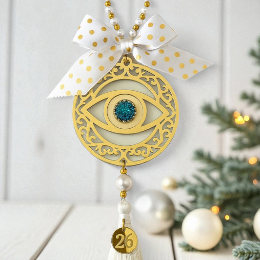 Γούρι μάτι 26 με φιόγκο και φούντα – So Cute by Dimi Wholesale