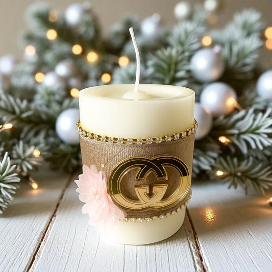 Χειροποίητο κερί με διακόσμηση βελούδου και fashion λογότυπα – So Cute by Dimi χονδρική
