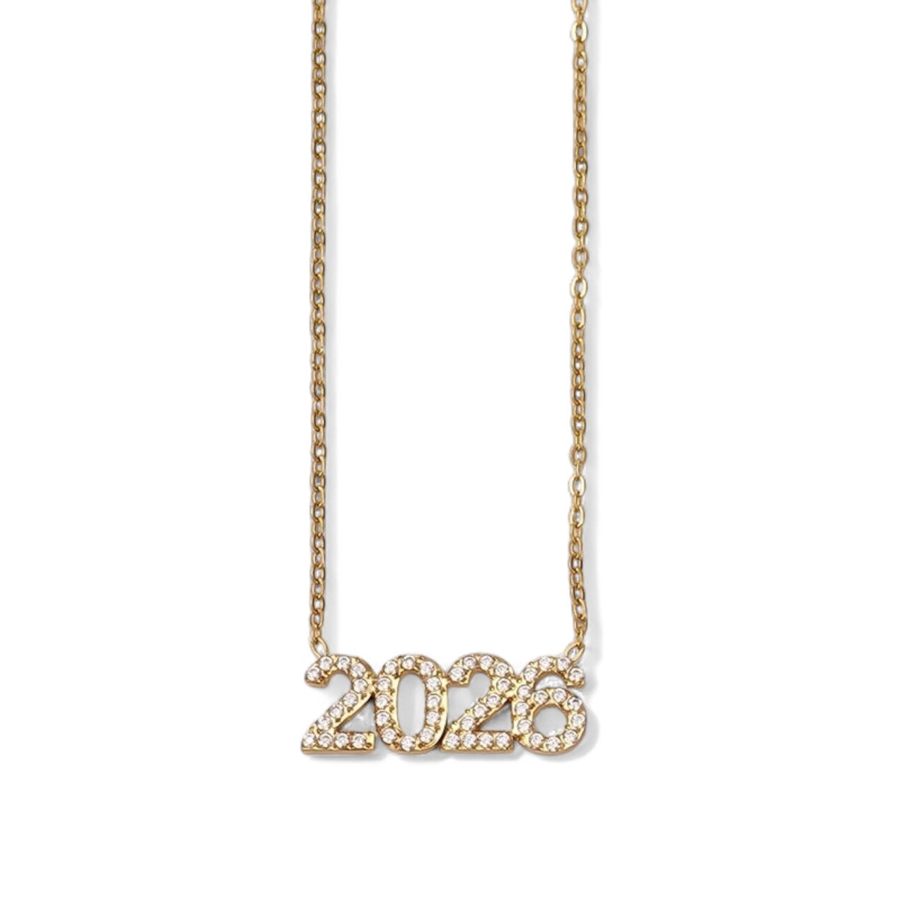 Κολιέ γούρι 2026 χονδρική – ατσάλι με ζιργκόν σε χρυσό & ασημί