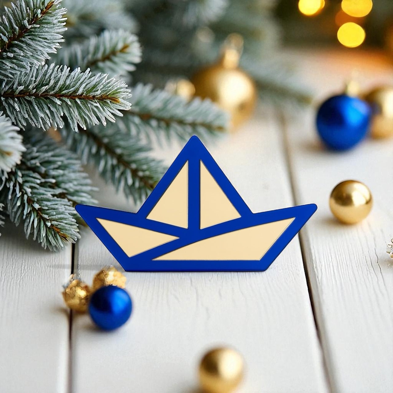 Γούρι καραβάκι plexiglass καθρέφτης με μπλε περίγραμμα – So Cute by Dimi Wholesale