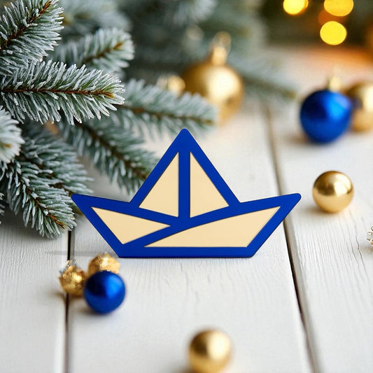 Γούρι καραβάκι plexiglass καθρέφτης με μπλε περίγραμμα – So Cute by Dimi Wholesale