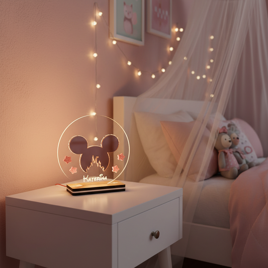🤍✨ Επιτραπέζιο LED Φωτιστικό Μίκυ με Προσωποποίηση