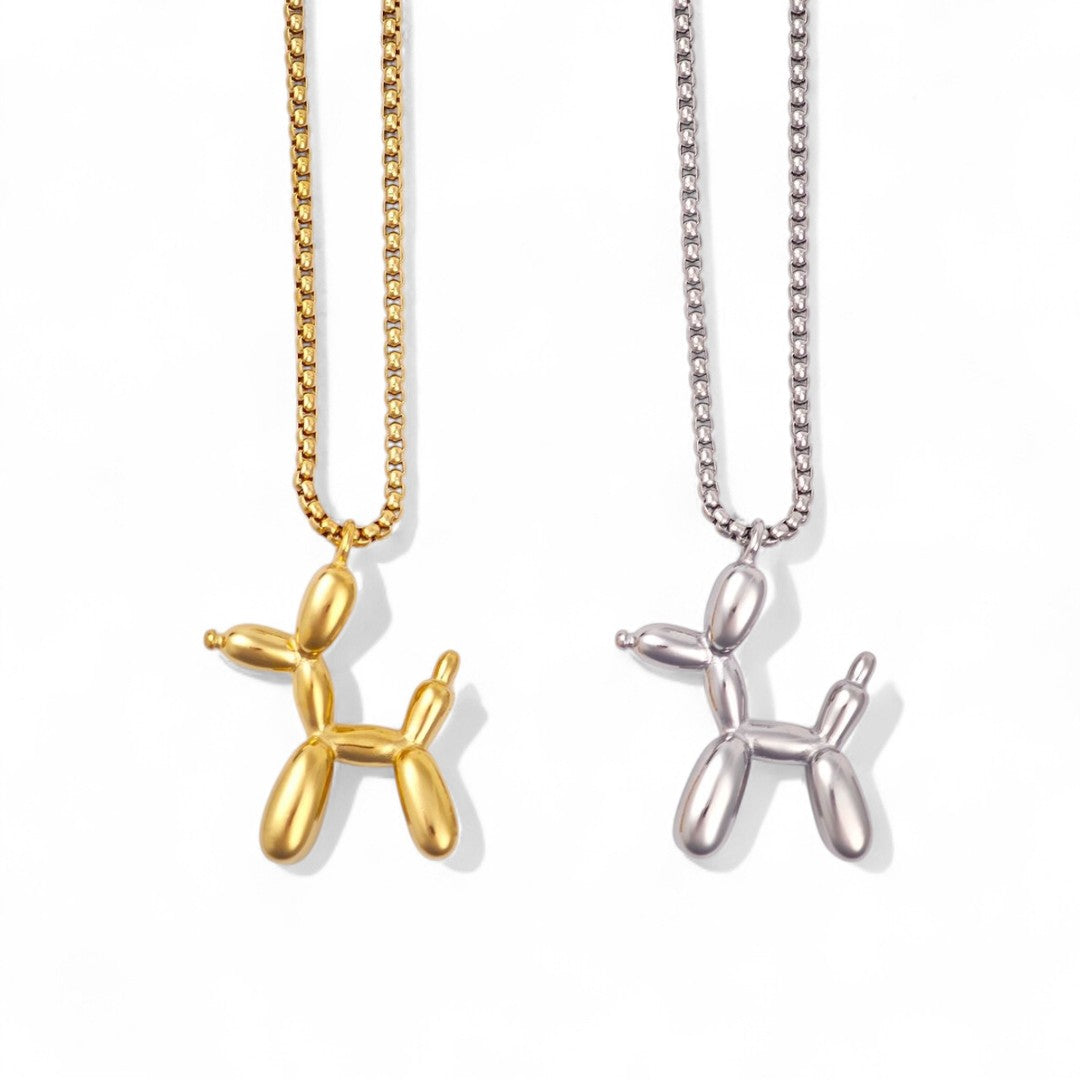 Κολιέ από ατσάλι με balloon dog charm σε χρυσό και ασημί – So Cute by Dimi