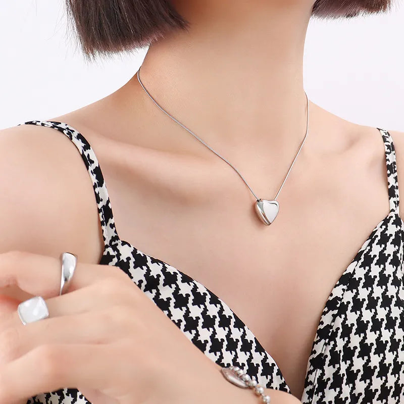 Titanium Steel Heart Pendant Necklace