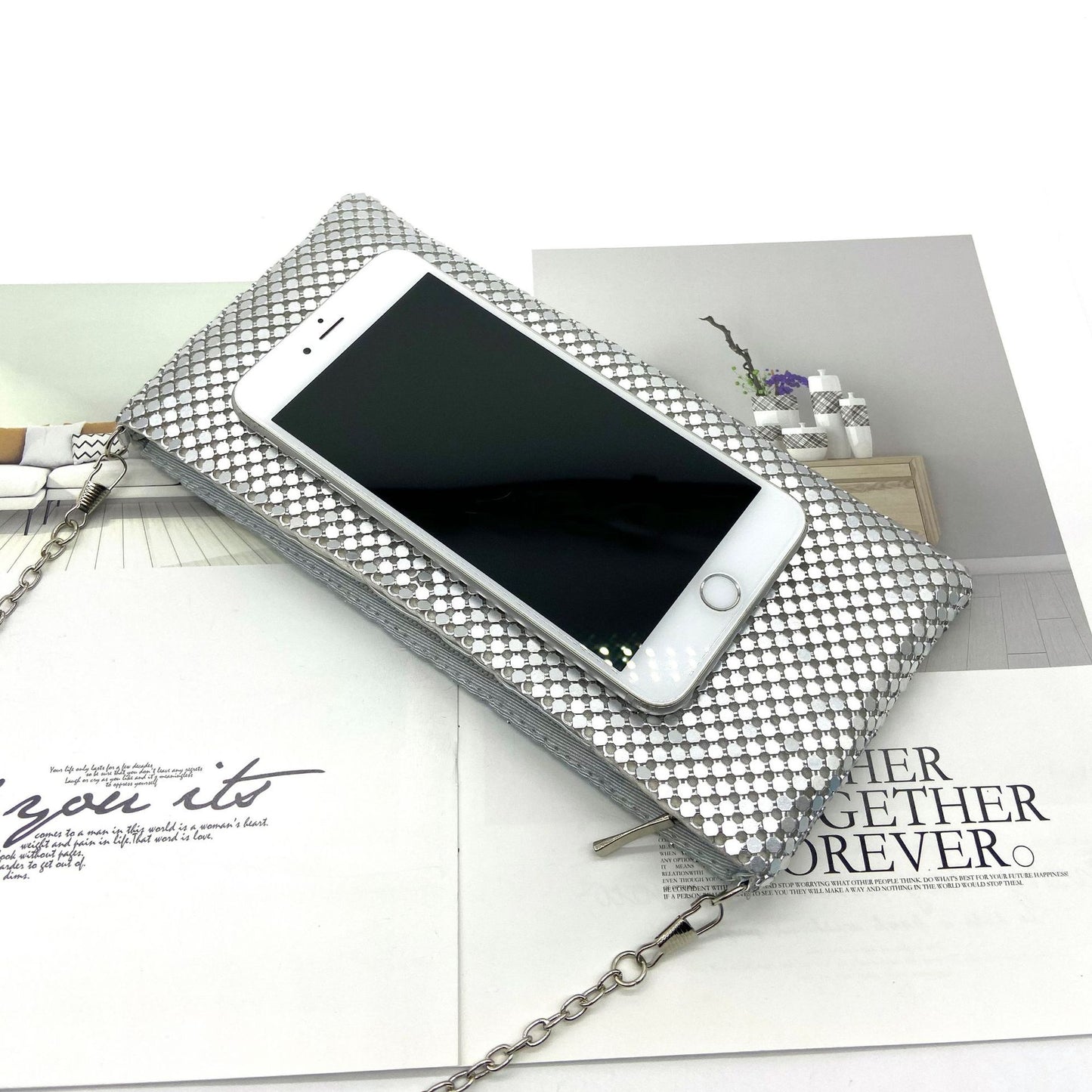 Metal Geometric Solid Color Square Evening Bags