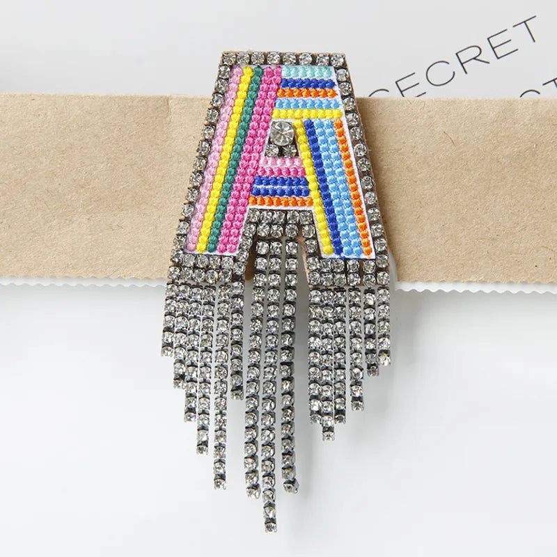 Novelty Fashion Letter Metal Embroidery Plating Rhinestones Unisex Rhinestone Brooches
