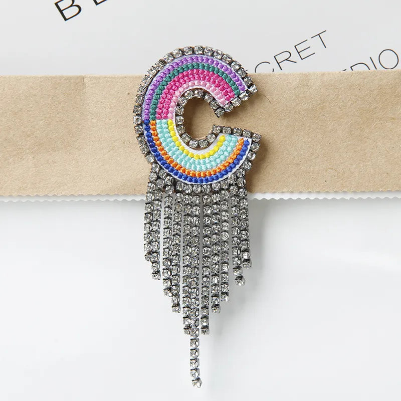 Novelty Fashion Letter Metal Embroidery Plating Rhinestones Unisex Rhinestone Brooches