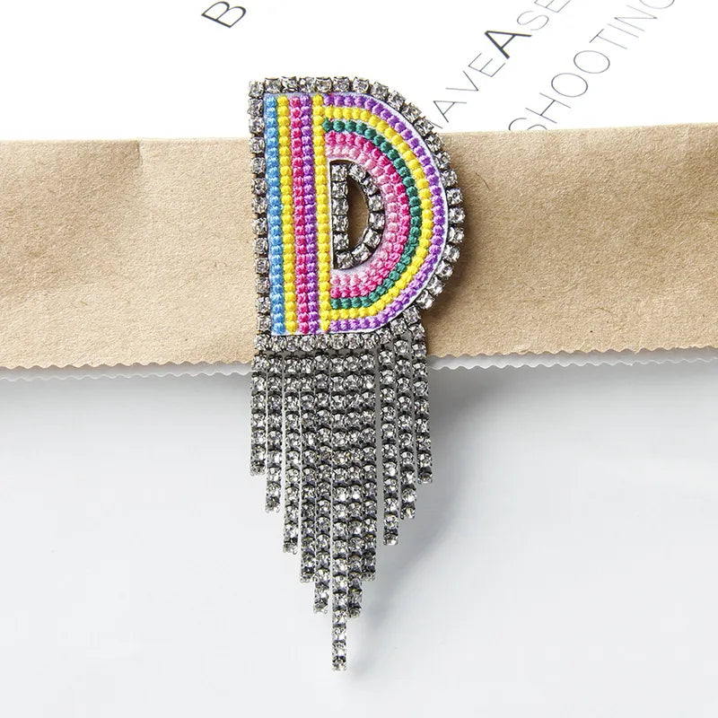 Novelty Fashion Letter Metal Embroidery Plating Rhinestones Unisex Rhinestone Brooches